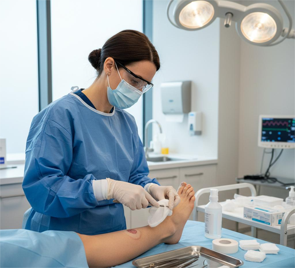 wound debridement and dressing